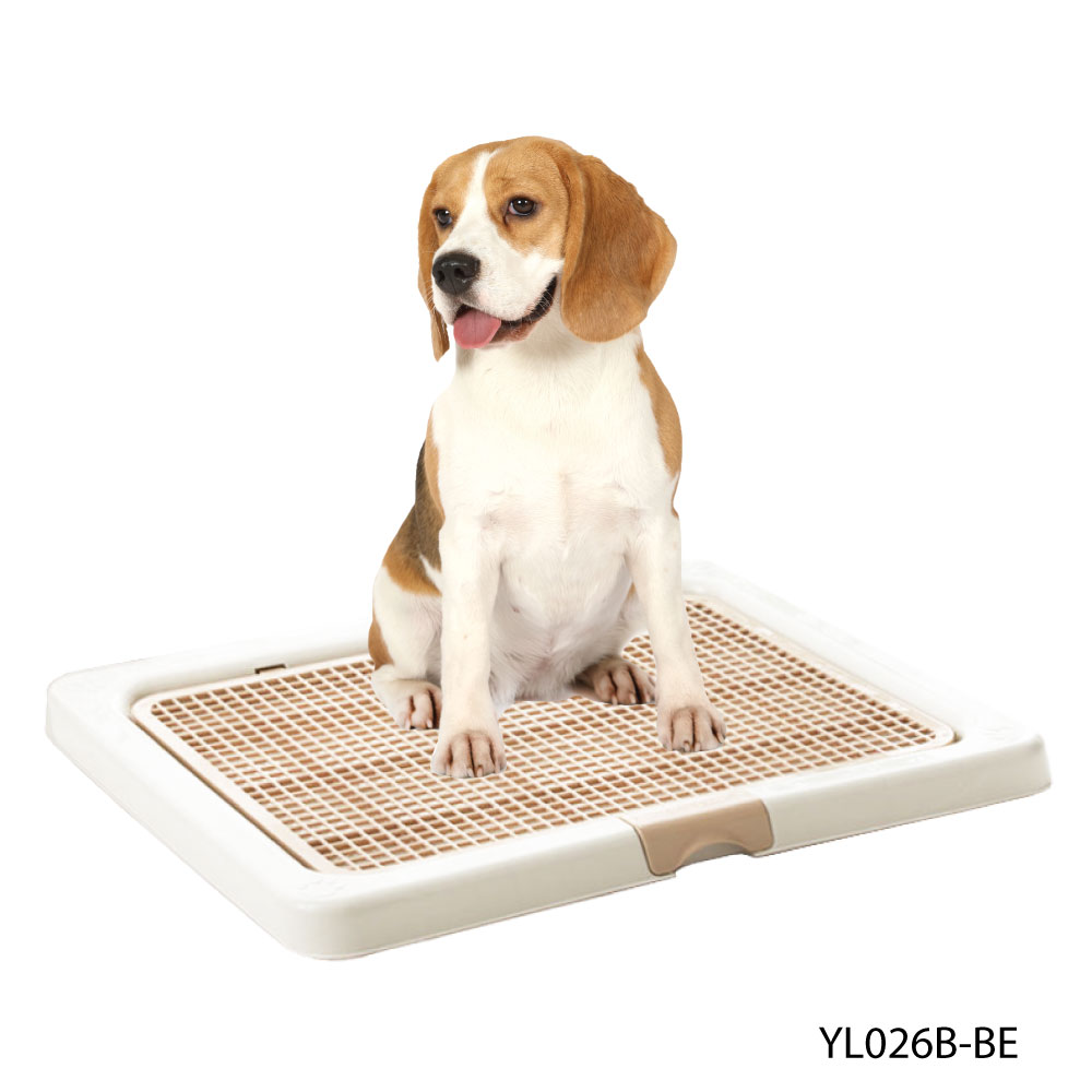 Kanimal Dog Toilet ห้องน้ำสุนัข รุ่นเปิดฝาบน พร้อมที่ล็อคฝา สำหรับสุนัขพันธุ์กลาง Size M ขนาด 55x45x3.7 ซม. (สีีเบจ/ขาว)