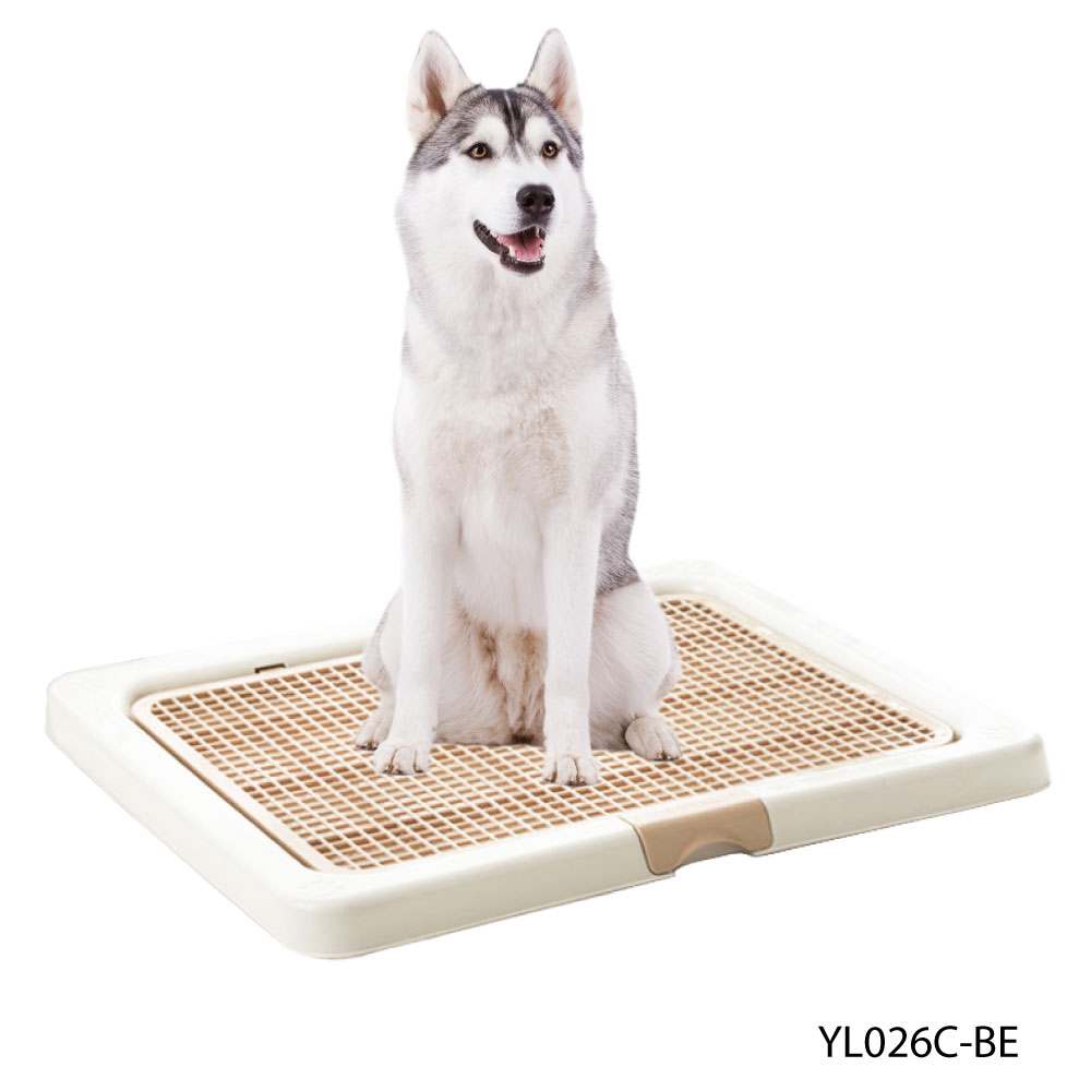 Kanimal Dog Toilet ห้องน้ำสุนัข ถาดฝึกฉี่สุนัข รุ่นเปิดฝาบน พร้อมที่ล็อคฝา สุนัขพันธุ์กลาง/ใหญ่ Size XL ขนาด 76x62x4.7 ซม. (สีีเบจ/ขาว)
