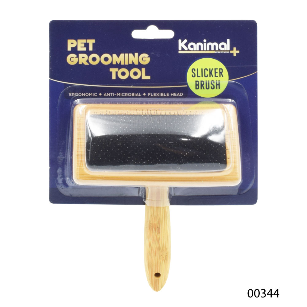 Kanimal Pet Brush แปรงสลิคเกอร์ หวีสางขน (ไร้หมุด) สำหรับสุนัขและแมว Size L ขนาด 11.5x18.5 ซม.