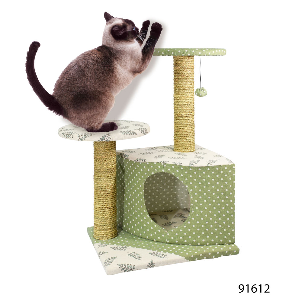 Kanimal Cat Tropical Tree ของเล่นแมว คอนโดแมวพร้อมช่องเล่นมุด ที่ลับเล็บ ลูกบอลตบ ที่นอนแมว สำหรับแมวทุกวัย Size L ขนาด 40x33x64 ซม.