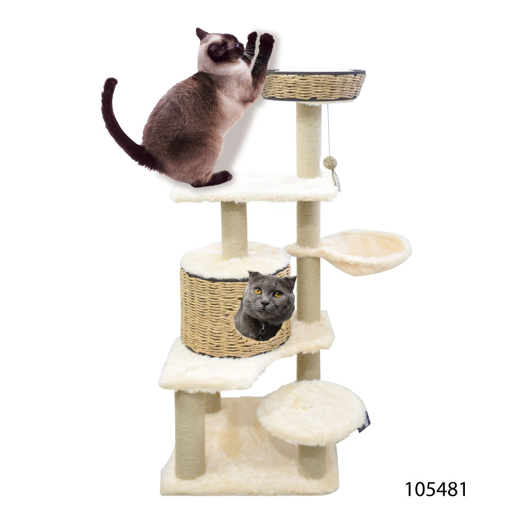 Kanimal The Basket Tree ของเล่นแมว คอนโดแมว 5 ชั้น เชือกถักอย่างดี บ้านแมว สำหรับแมว Size XL ขนาด 49x49x141 ซม.