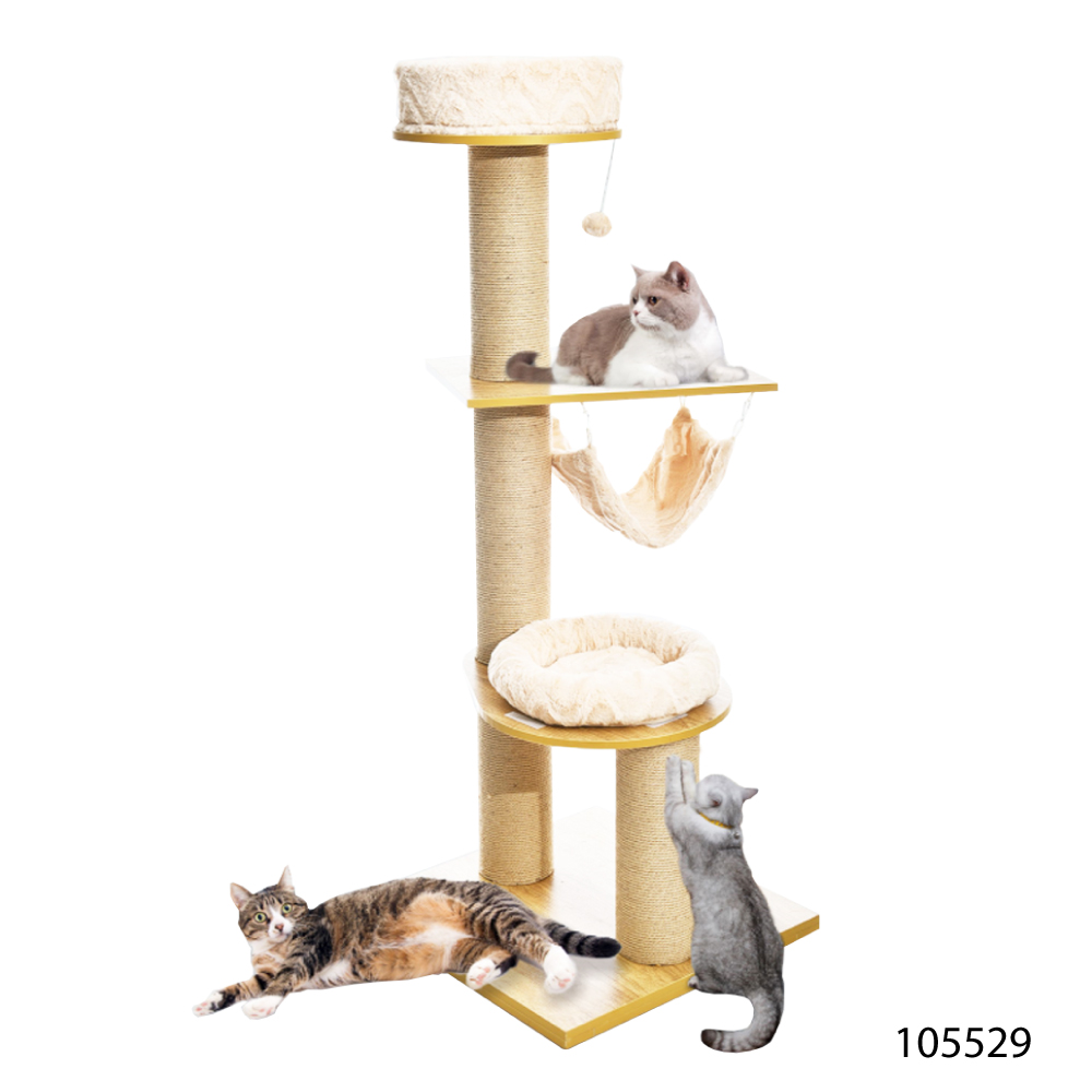 Kanimal Giant Tree ของเล่นแมว คอนโดแมว 4 ชั้น พร้อมเสาข่วนเล็บหนา 14 ซม. บ้านแมว สำหรับแมว Size XXL ขนาด 59x59x151 ซม.