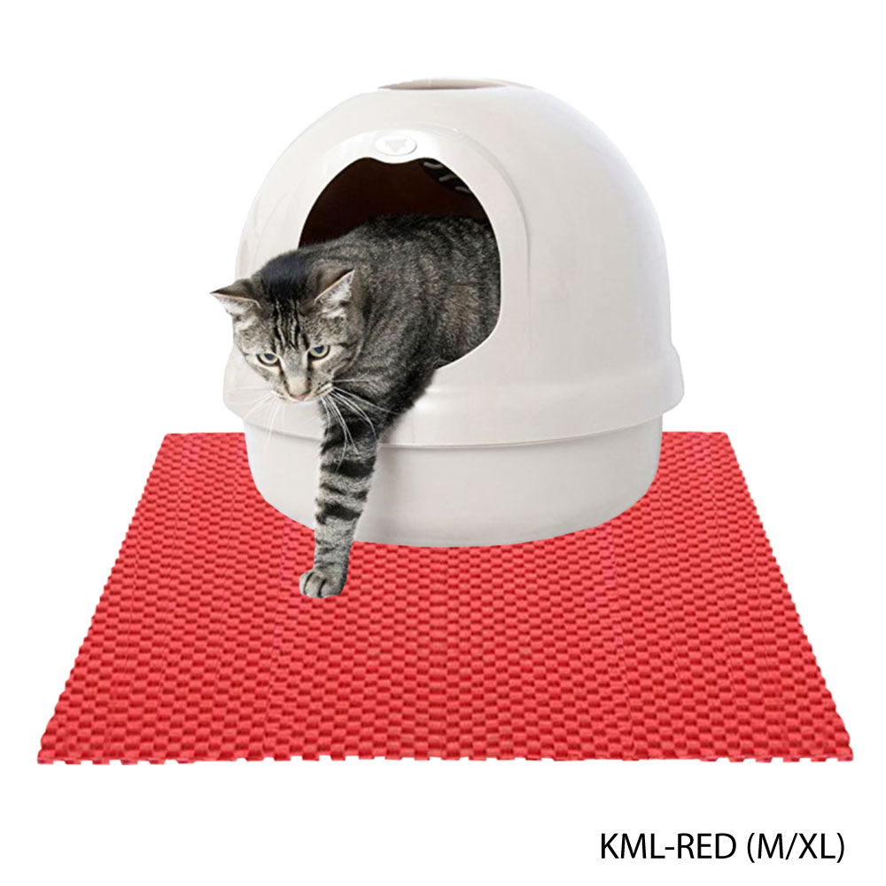 Kanimal แผ่นดักทรายแมว พรมเช็ดเท้า สำหรับทรายแมวทุกชนิด น้ำหนัก 1.3 กิโลกรัม Size XL ขนาด 75x60 ซม. (สีแดง)