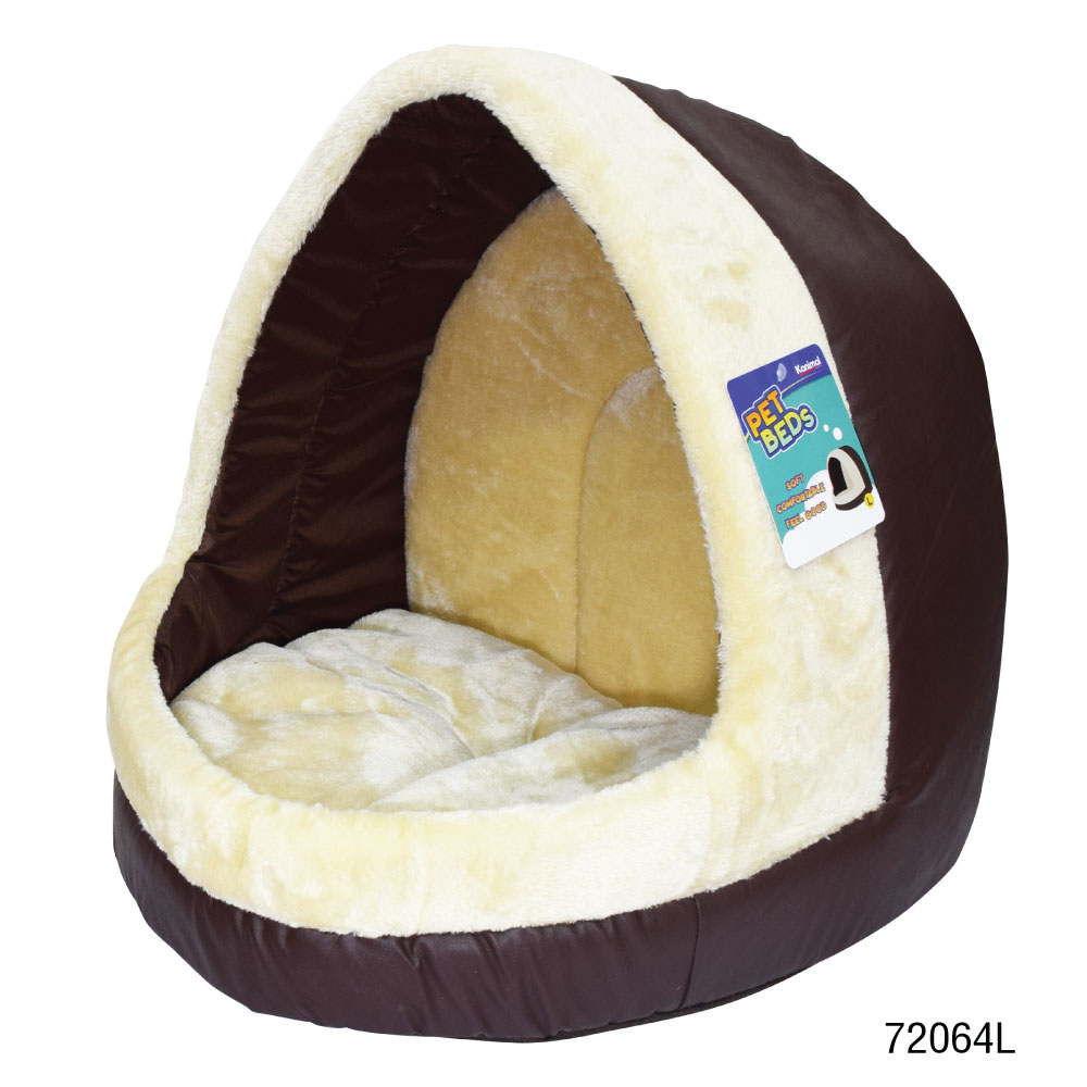 Kanimal Pet Bed ที่นอนสุนัข ที่นอนแมว เบาะนอนโดม รุ่นขอบหนัง สำหรับสุนัขและแมว Size L ขนาด 42x45x44 ซม.