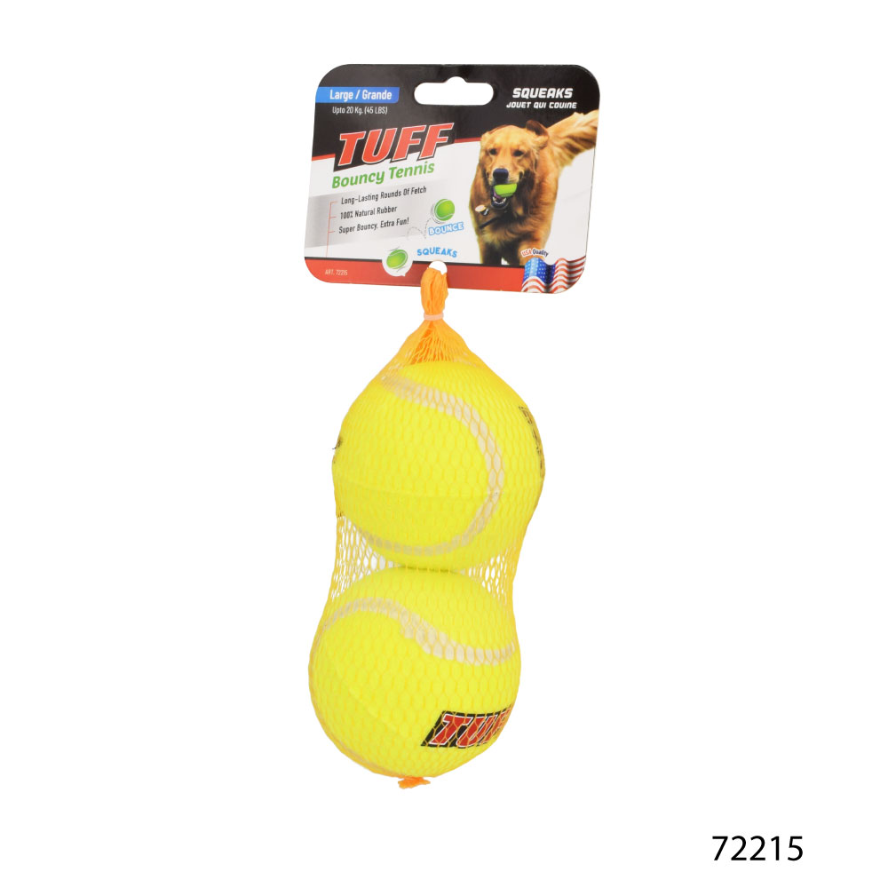 TUFF Tennis Ball ของเล่นสุนัข ของเล่นลูกเทนนิส บีบมีเสียง เด้งได้ สำหรับสุนัขพันธุ์กลาง-ใหญ่ Size L ขนาด 7.2 ซม. (2 ลูก/แพ็ค)