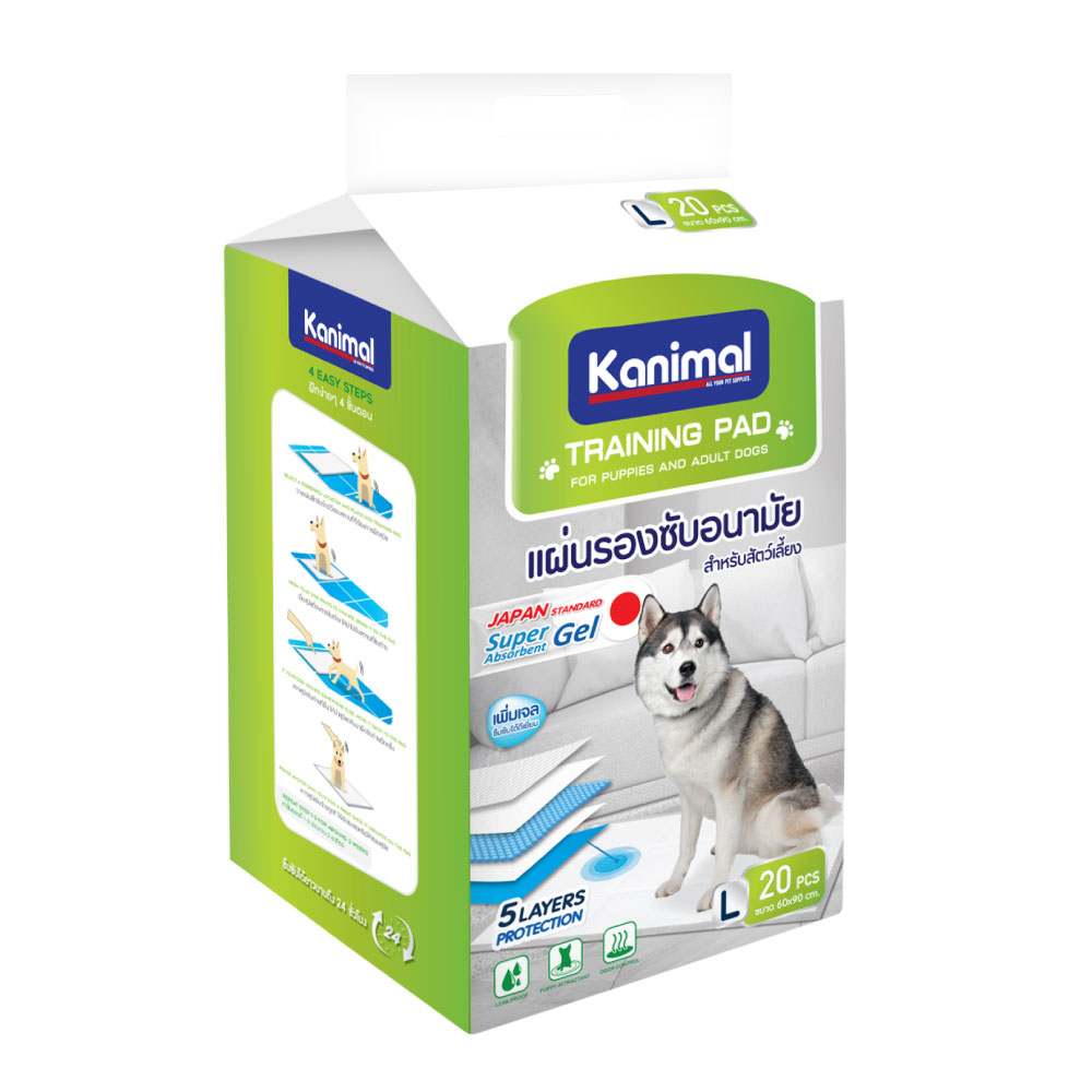 Kanimal Pad แผ่นรองฉี่สุนัข แผ่นรองซับ สำหรับสุนัข Size L ขนาด 60x90 ซม. (20 แผ่น/ แพ็ค)