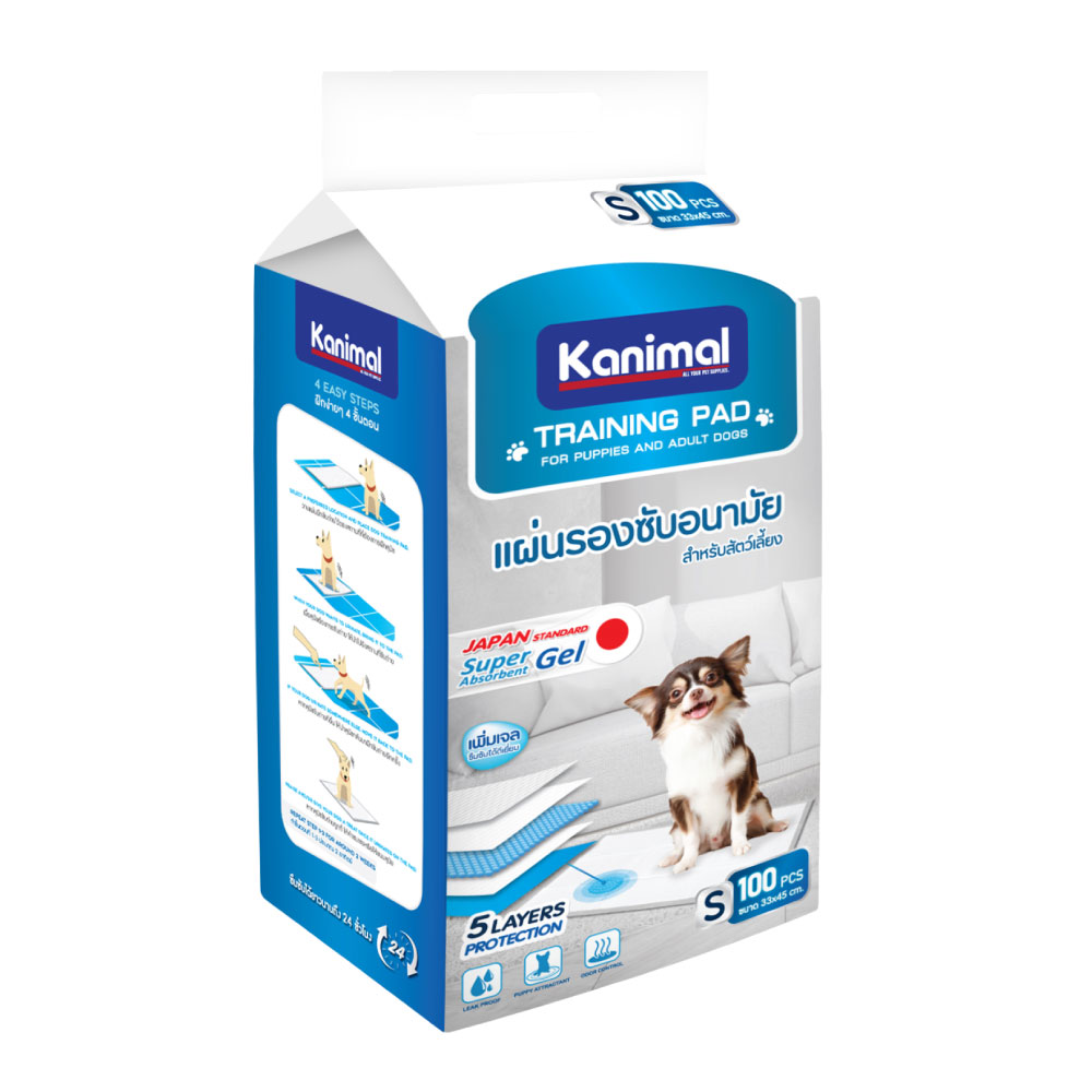 Kanimal Pad แผ่นรองฉี่สุนัข แผ่นรองซับ สำหรับสุนัข Size S ขนาด 33x45 ซม. (100 แผ่น/ แพ็ค)