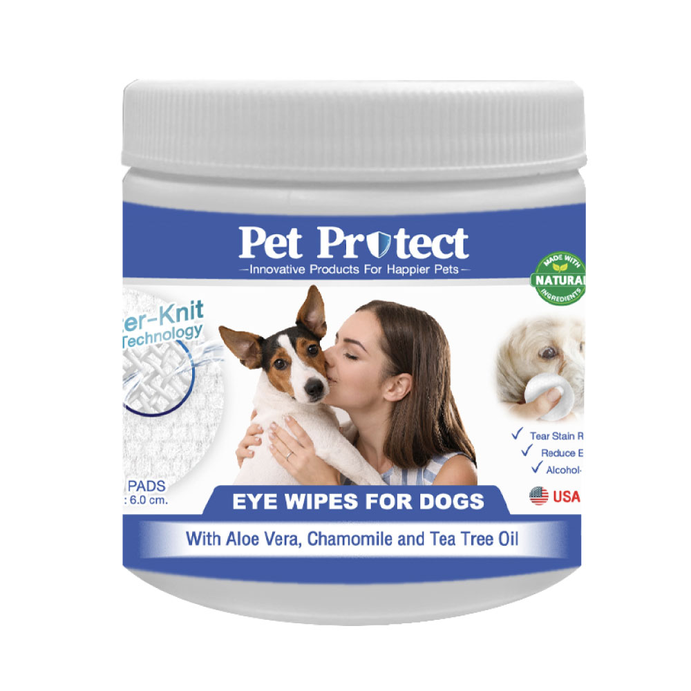 Pet Protect Dog Eye Wipes ผ้าเปียกเช็ดตาสุนัข สูตรอ่อนโยน ช่วยลดคราบน้ำตา ลดกลิ่นอับ สำหรับสุนัขทุกสายพันธุ์ (100 ชิ้น/แพ็ค)