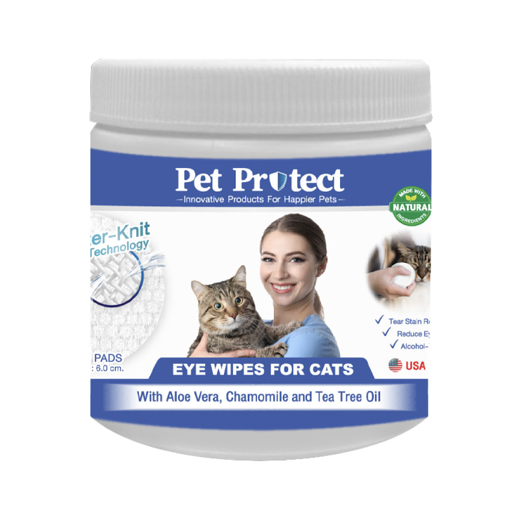 Pet Protect Cat Eye Wipes ผ้าเปียกเช็ดตาแมว สูตรอ่อนโยน ช่วยลดคราบน้ำตา ลดกลิ่นอับ สำหรับแมวทุกสายพันธุ์ (100 ชิ้น/แพ็ค)