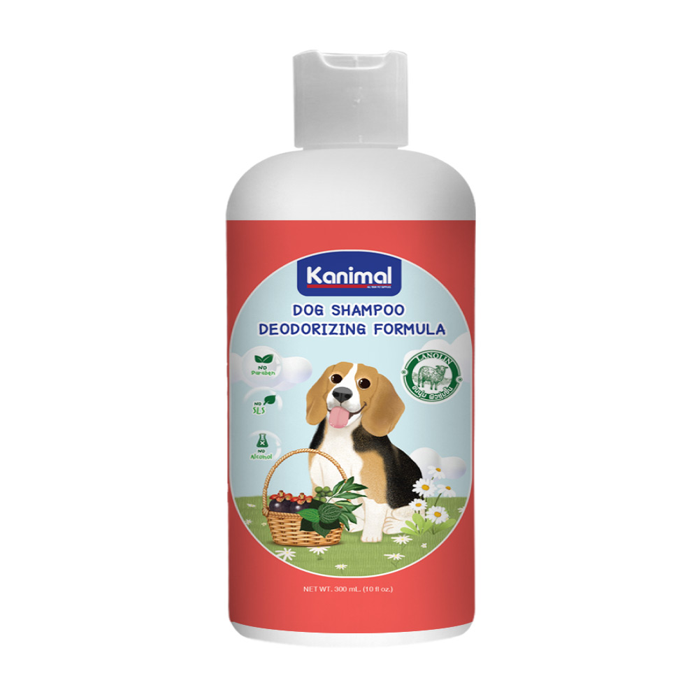 Kanimal Dog Deodorizing 300 ml. แชมพูสุนัข สูตรกำจัดกลิ่นตัว กลิ่นสาบ ช่วยบำรุงขน ลดขนร่วง สำหรับสุนัขทุกสายพันธุ์ (300 มล./ขวด)