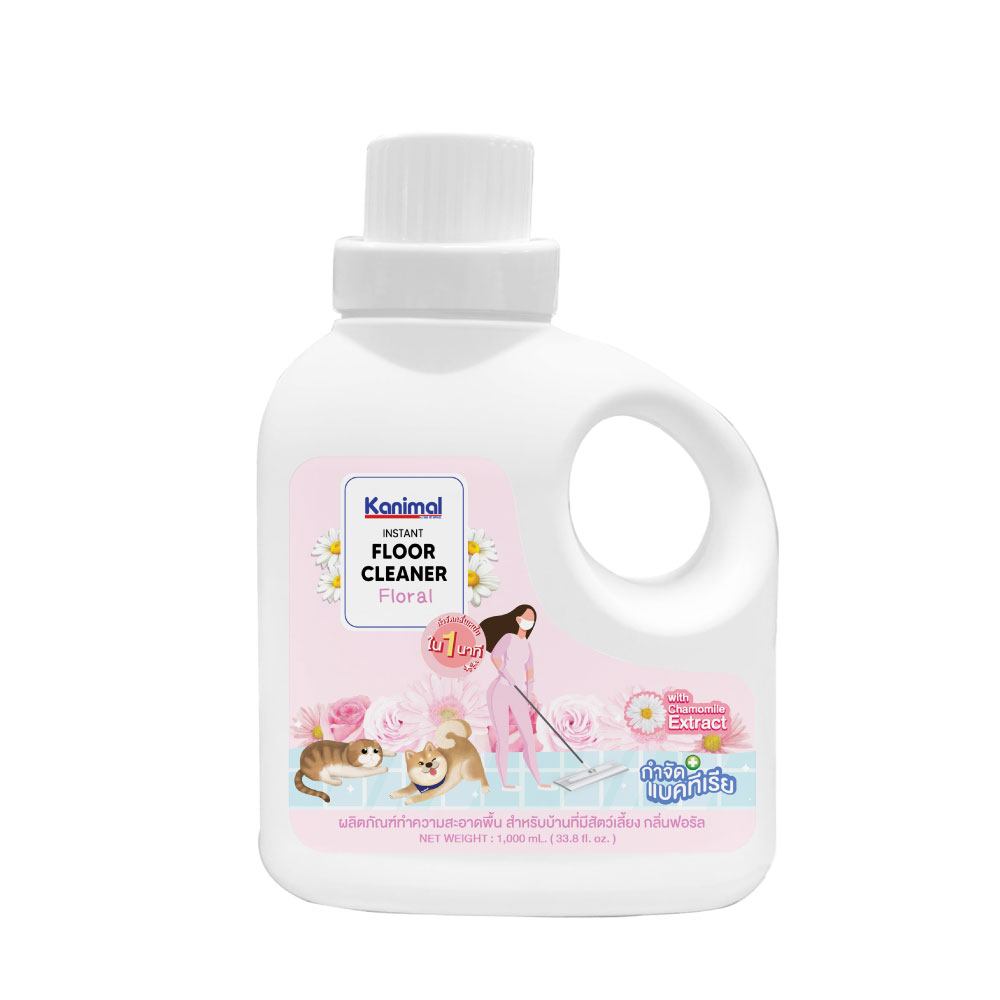Kanimal Floor Cleaner 1L. น้ำยาเช็ดพื้น น้ำยาถูพื้น กลิ่น Floral (ดอกไม้) กำจัดแบคทีเรีย สำหรับสุนัข แมว กระต่าย (1 ลิตร/ขวด)