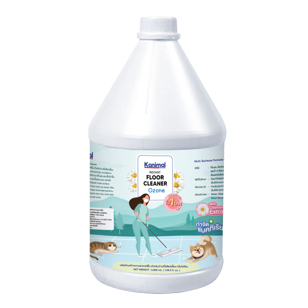 Kanimal Floor Cleaner 3.8L. น้ำยาเช็ดพื้น น้ำยาถูพื้น กลิ่น Ozone (โอโซน) กำจัดแบคทีเรีย สำหรับสุนัข แมว กระต่าย (3.8 ลิตร/แกลอน)