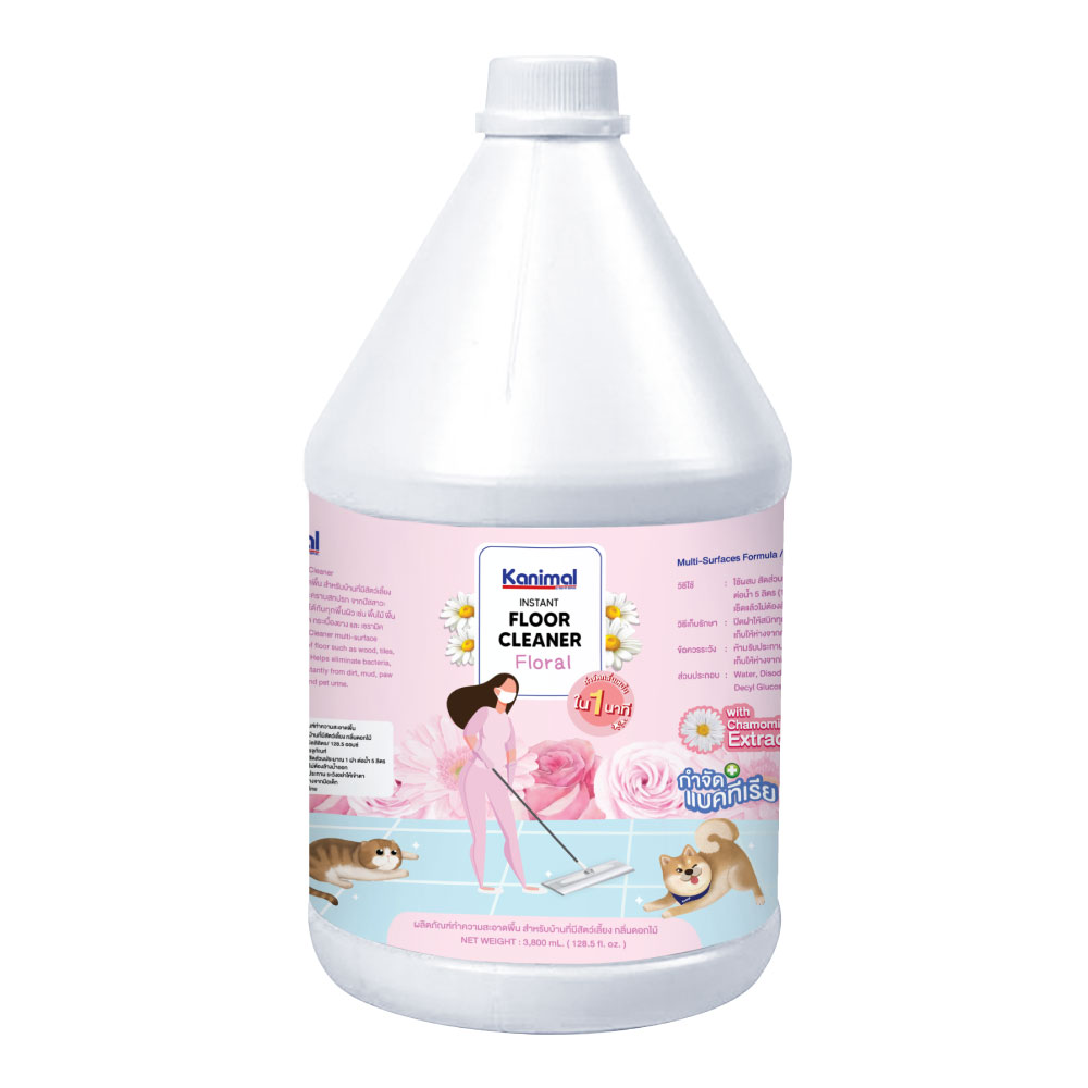 Kanimal Floor Cleaner 3.8L. น้ำยาเช็ดพื้น น้ำยาถูพื้น กลิ่น Floral (ดอกไม้) กำจัดแบคทีเรีย สำหรับสุนัข แมว กระต่าย (3.8 ลิตร/แกลอน)