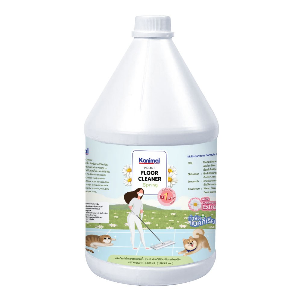 Kanimal Floor Cleaner 3.8L. น้ำยาเช็ดพื้น น้ำยาถูพื้น กลิ่น Spring (ฤดูใบไม้ผลิ) กำจัดแบคทีเรีย สำหรับสุนัข แมว กระต่าย (3.8 ลิตร/แกลอน)