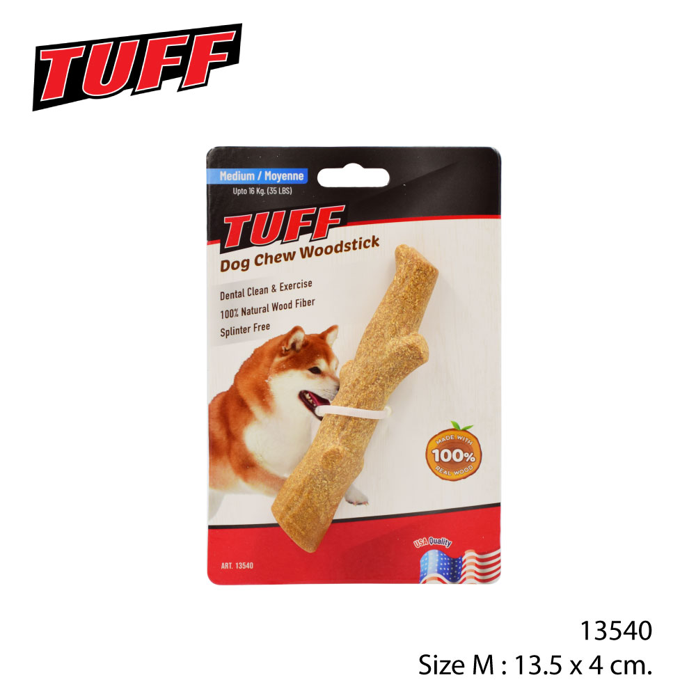 TUFF Dog Chew Woodstick ของเล่นสุนัข ของเล่นกิ่งไม้เทียม ปลอดภัย (ไร้เซี่ยน) ช่วยขัดฟัน Size M สำหรับสุนัขพันธุ์เล็ก ขนาด 13.5x4 ซม.