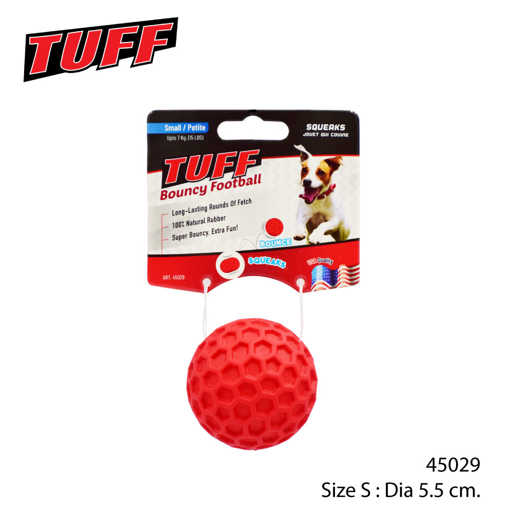 TUFF Bouncy Football ของเล่นสุนัข ของเล่นลูกบอลยาง บีบมีเสียง สำหรับสุนัขพันธุ์เล็ก-กลาง Size S ขนาด 5.5 ซม.
