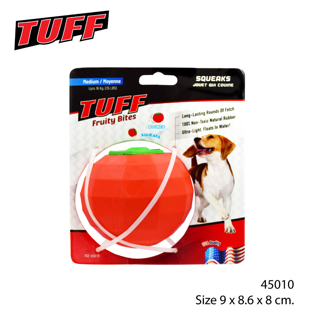 TUFF Fruity Bites ของเล่นสุนัข ของเล่นผลไม้ยาง เด้งได้ เล่นสนุก สำหรับสุนัขพันธุ์กลาง-ใหญ่ Size M ขนาด 9x8.6x8 ซม.