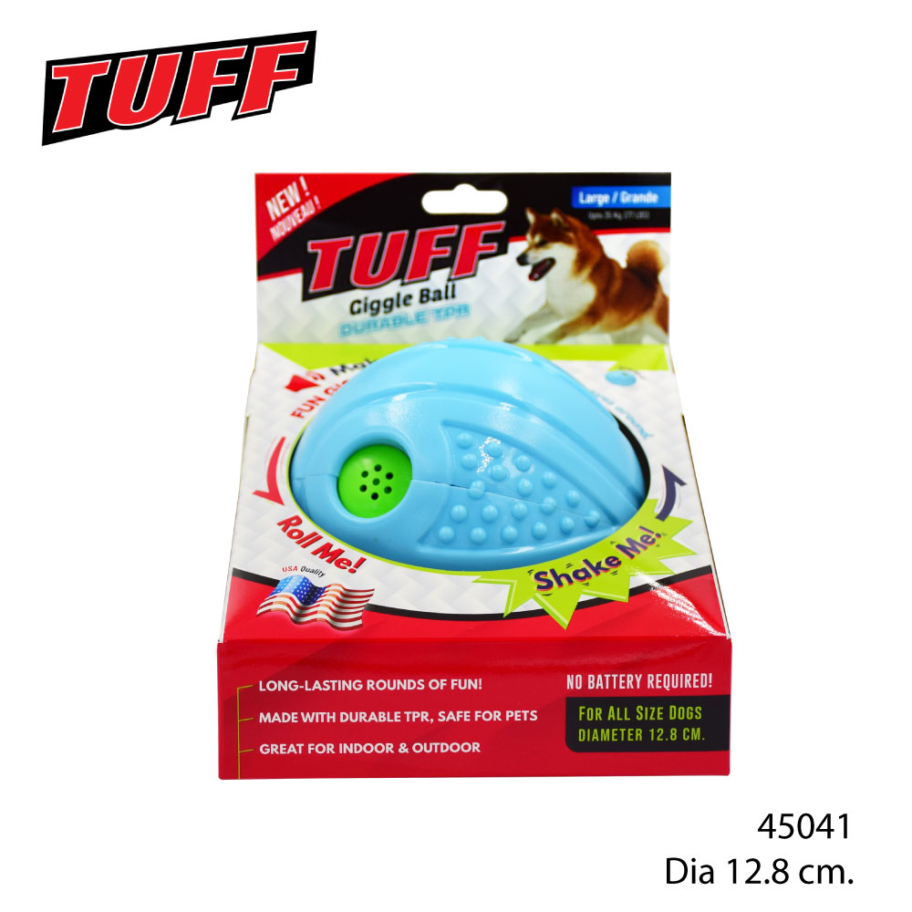TUFF Giggle Ball ของเล่นสุนัข ยางลูกบอลกลิ้ง มีเสียงหัวเราะ วัสดุคงทน (ไม่ใช้ถ่าน) สำหรับสุนัขทุกสายพันธุ์ ขนาด 12.8 ซม.