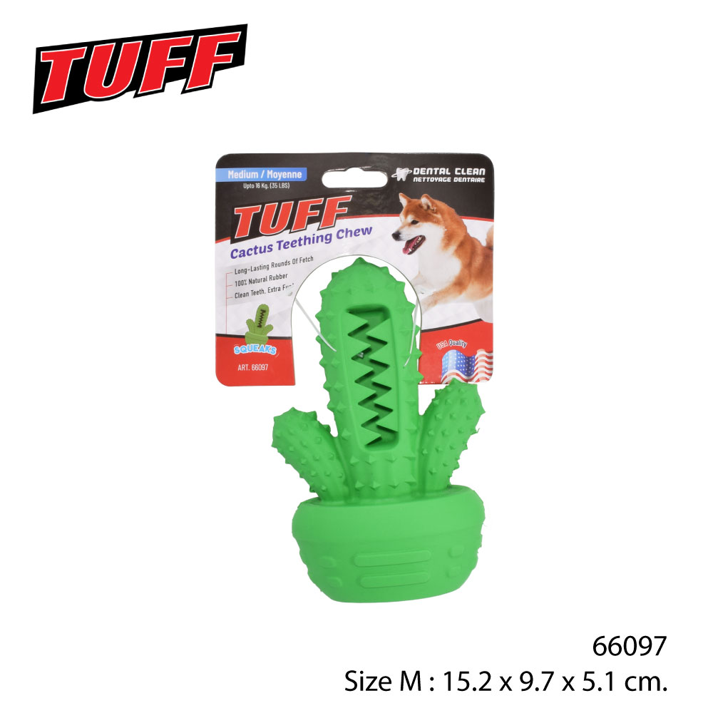 TUFF Cactus Teething Chew ของเล่นสุนัข ยางกัดขัดฟัน กระบองเพชร ลดคราบหินปูน Size M ขนาด 15.2x9.7x5.1 ซม.