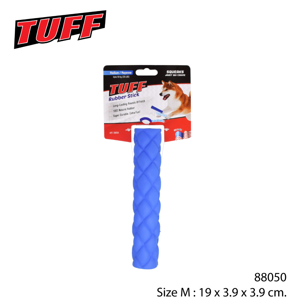 TUFF Rubber Stick ของเล่นสุนัข สติ๊กยางแท่ง บีบมีเสียง เล่นสนุก สำหรับสุนัขทุกสายพันธุ์ Size M ขนาด 19x3.9 ซม.