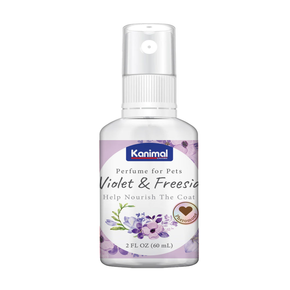 Kanimal Perfume น้ำหอมสุนัข น้ำหอมแมว กลิ่น Violet & Freesia ผสมฟีโรโมน ช่วยผ่อนคลาย บำรุงขนให้นุ่มเงางาม (60 มล./ขวด)