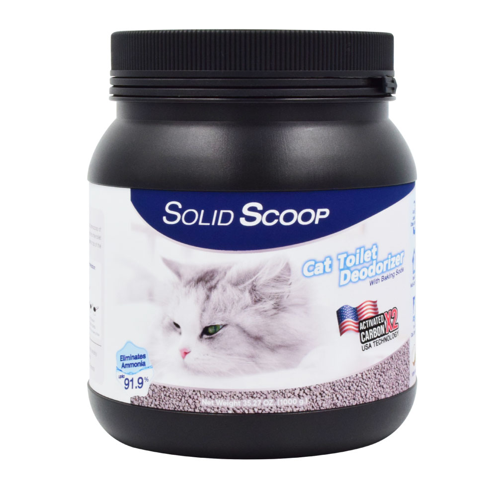 Solid Scoop Litter Deodorizer ผงโรยทรายแมว สูตร Activated Carbon กำจัดกลิ่นเหม็นและแอมโมเนีย สำหรับทรายแมวทุกชนิด (1000 กรัม/กระปุก)