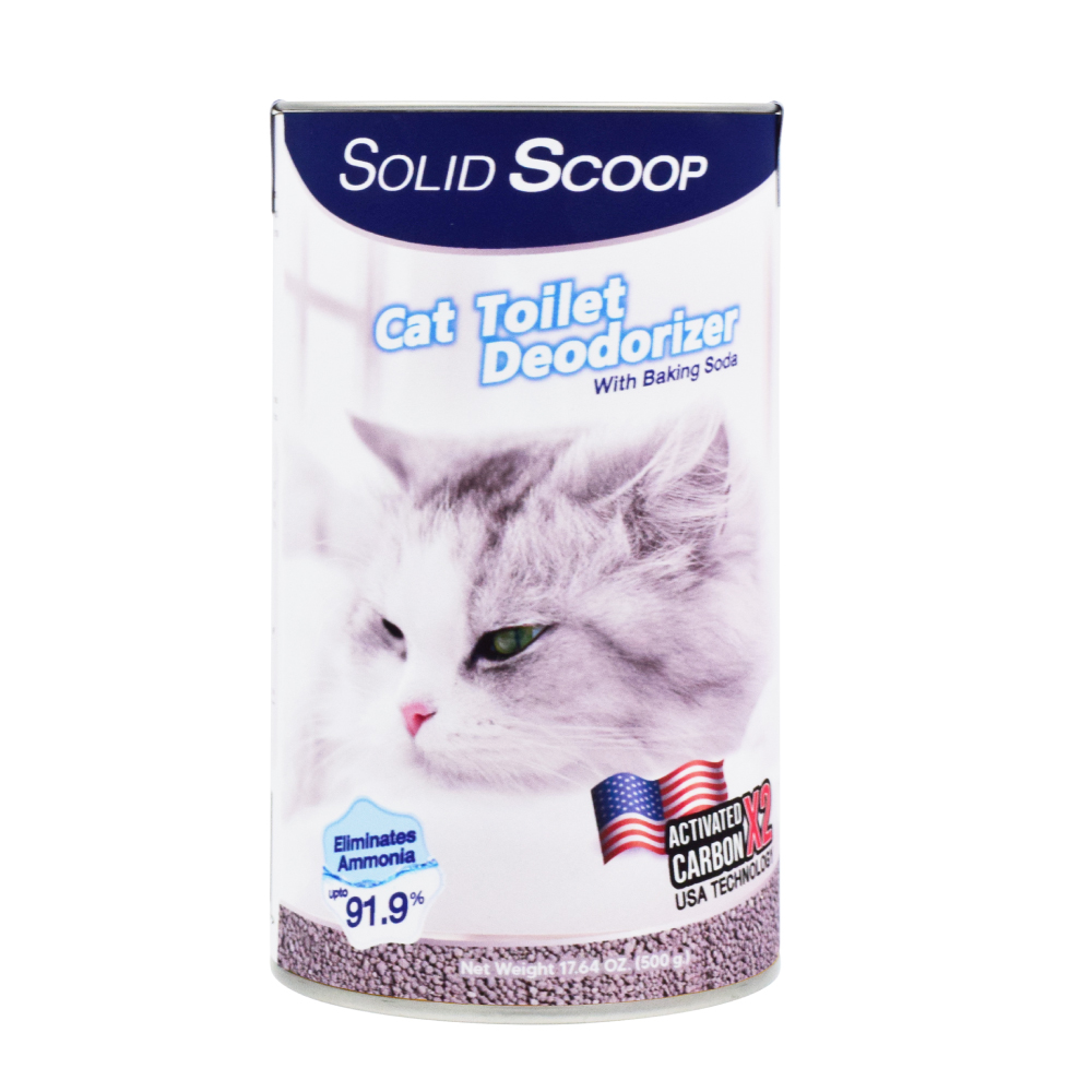 Solid Scoop Litter Deodorizer ผงโรยทรายแมว สูตร Activated Carbon กำจัดกลิ่นเหม็นและแอมโมเนีย สำหรับทรายแมวทุกชนิด (500 กรัม/กระปุก)