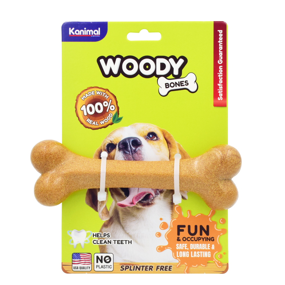 Kanimal Woody Bones ของเล่นสุนัข ของเล่นไม้ รูปกระดูก รุ่น Classic ช่วยขัดฟัน สำหรับสุนัข Size M ขนาด 13.5x6 ซม. (1 ชิ้น/แพ็ค)