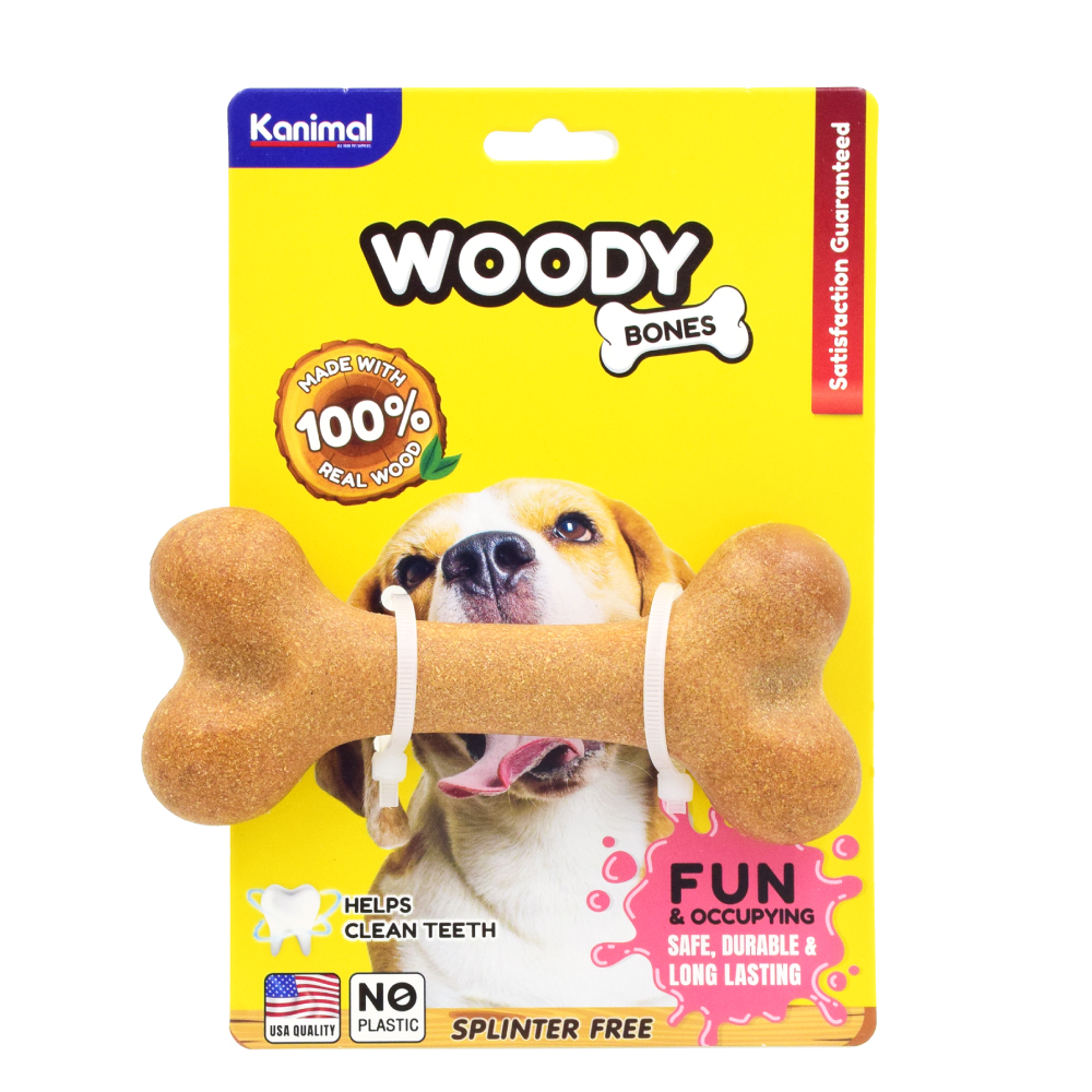 Kanimal Woody Bones ของเล่นสุนัข ของเล่นไม้ รูปกระดูก รุ่น Original ช่วยขัดฟัน สำหรับสุนัข Size M ขนาด 15.5x5 ซม. (1 ชิ้น/แพ็ค)
