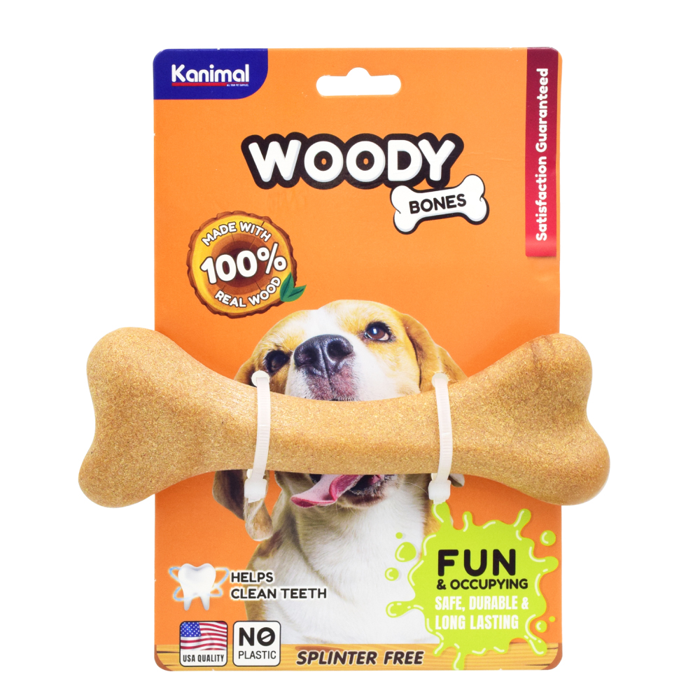 Kanimal Woody Bones ของเล่นสุนัข ของเล่นไม้ รูปกระดูก รุ่น Curved ช่วยขัดฟัน สำหรับสุนัข Size M ขนาด 15.5x5.6 ซม. (1 ชิ้น/แพ็ค)