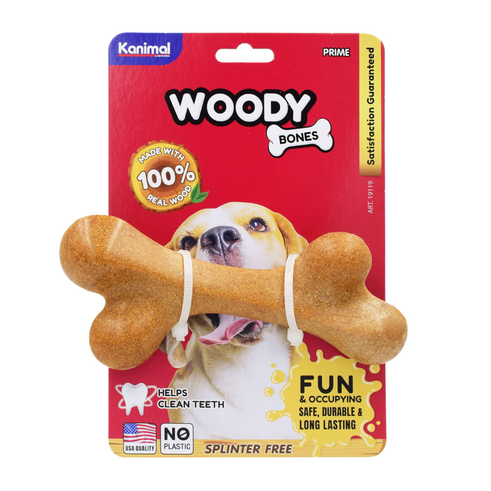 Kanimal Woody Bones ของเล่นสุนัข ของเล่นไม้ รูปกระดูก รุ่น Prime ช่วยขัดฟัน สำหรับสุนัข Size M ขนาด 15.5x6.5 ซม. (1 ชิ้น/แพ็ค)