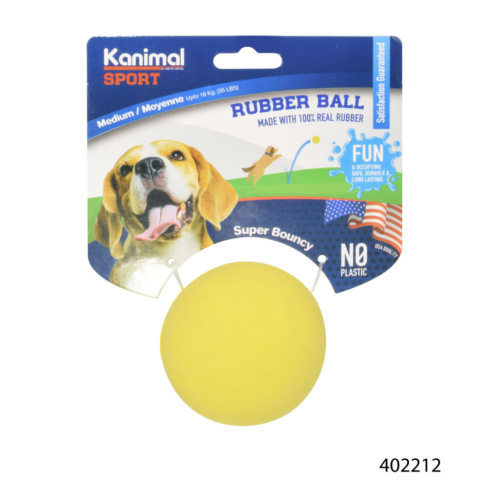 Kanimal Sport Ball ของเล่นสุนัข ลูกบอลยาง ลูกบอลเหลือง เด้งได้ เล่นสนุก สำหรับสุนัขทุกสายพันธุ์ Size M ขนาด 6.3 ซม.