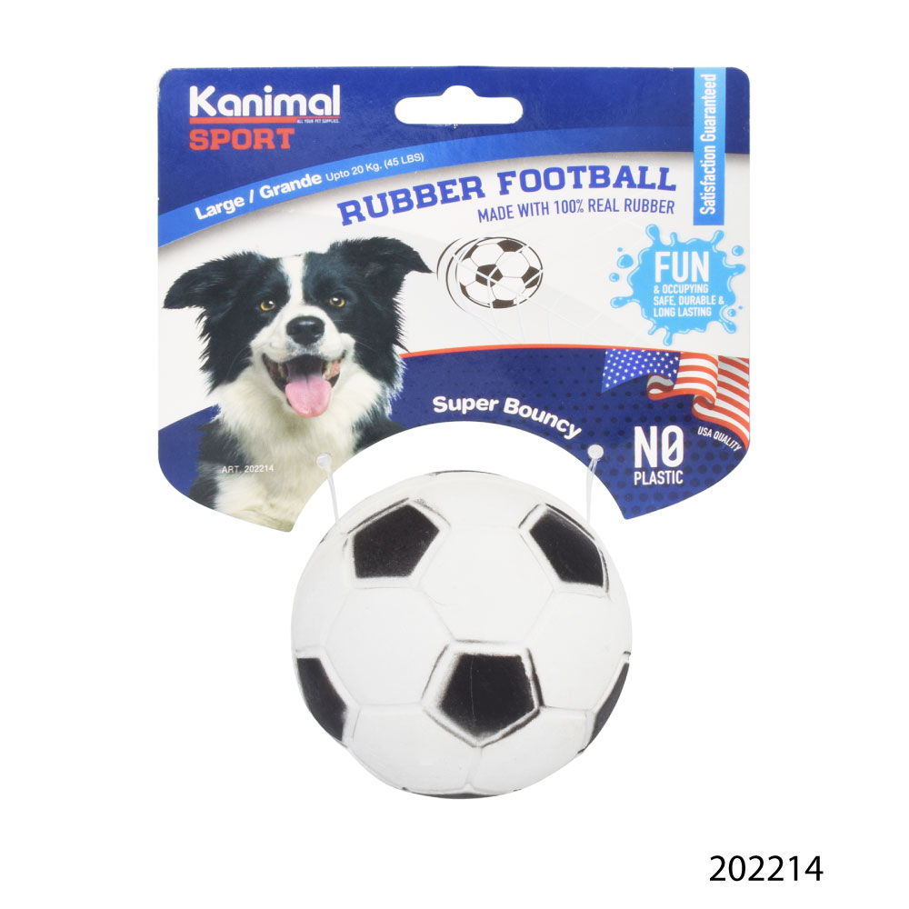 Kanimal Sport Football ของเล่นสุนัข ลูกบอลยาง ลูกฟุตบอล เด้งได้ เล่นสนุก สำหรับสุนัขสายพันธุ์กลาง-ใหญ่ Size L ขนาด 7.2 ซม.