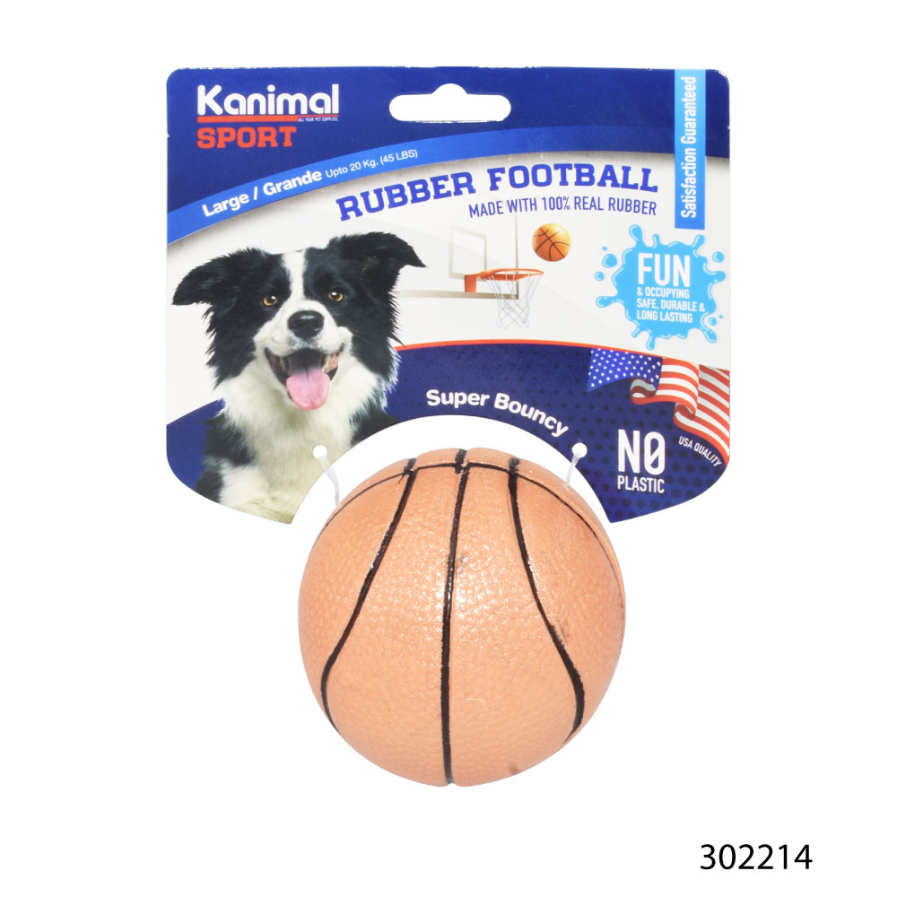 Kanimal Sport Basketball ของเล่นสุนัข ลูกบอลยาง ลูกบาสเกตบอล เด้งได้ เล่นสนุก สำหรับสุนัขสายพันธุ์กลาง-ใหญ่ Size L ขนาด 7.2 ซม.