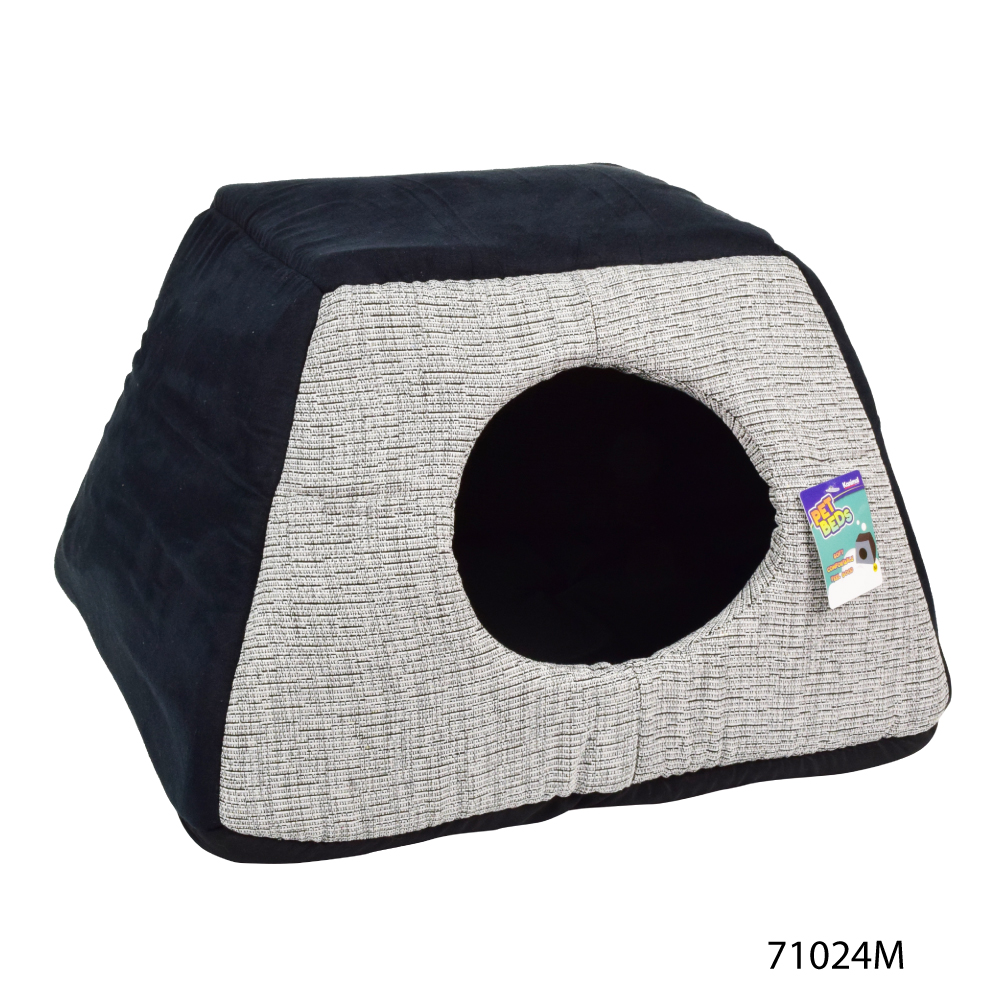 Kanimal ที่นอนสุนัข ที่นอนแมว ที่นอนสัตว์เลี้ยง รุ่น 3-in-1 พับได้ 3 แบบ สำหรับสุนัขและแมว Size M ขนาด 49x45x31 ซม. (สีเทา/ดำ)