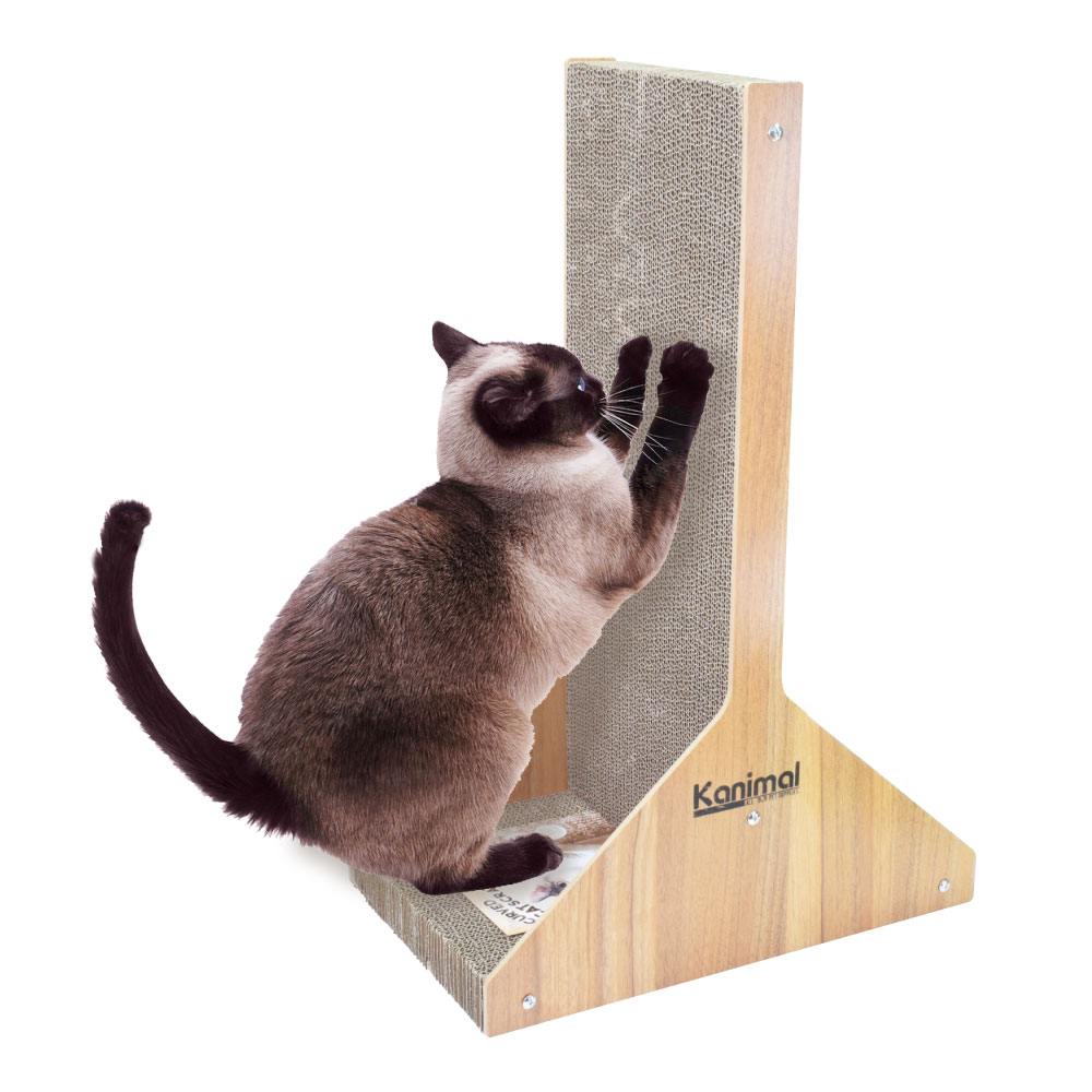 Kanimal Cat Toy ของเล่นแมว ที่ลับเล็บแมวหรู รุ่น T-Stand ใช้ได้ 2 ด้าน ขอบไม้หนา (พร้อม Catnip) Size L 40x25x60 ซม.