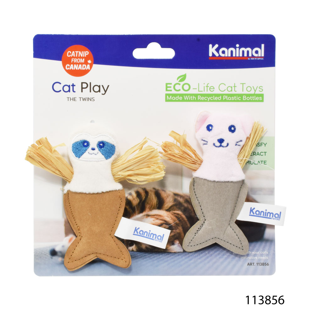 Kanimal Cat Toy ของเล่นแมว รุ่น The Twins ผลิตจากขวดพลาสติกรีไซเคิล (รักษ์โลก) สำหรับแมวทุกสายพันธุ์ ขนาด 9x11 ซม. (2 ตัว/แพ็ค)