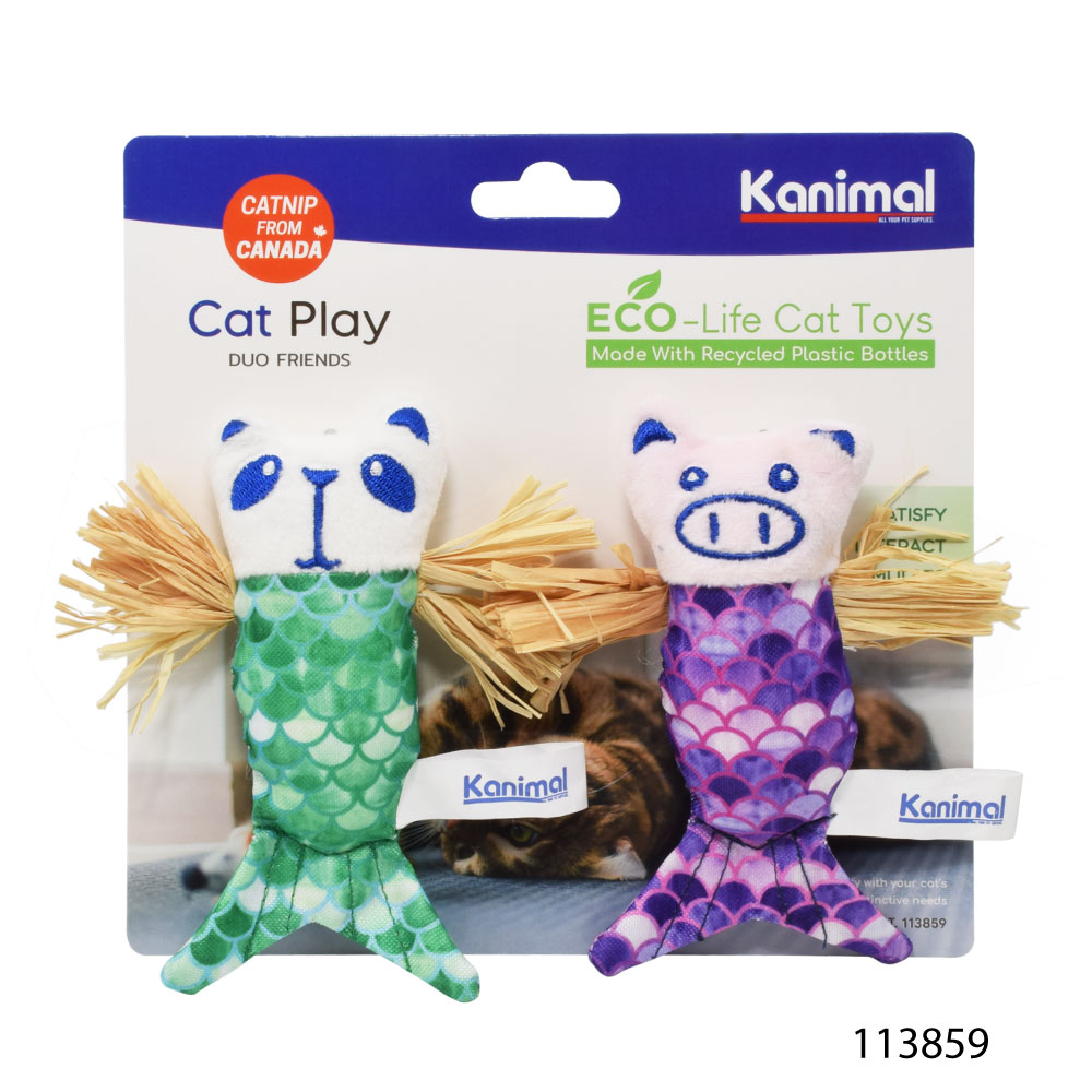 Kanimal Cat Toy ของเล่นแมว รุ่น Duo Friends ผลิตจากขวดพลาสติกรีไซเคิล (รักษ์โลก) สำหรับแมวทุกสายพันธุ์ ขนาด 10.5x13.5 ซม. (2 ตัว/แพ็ค)