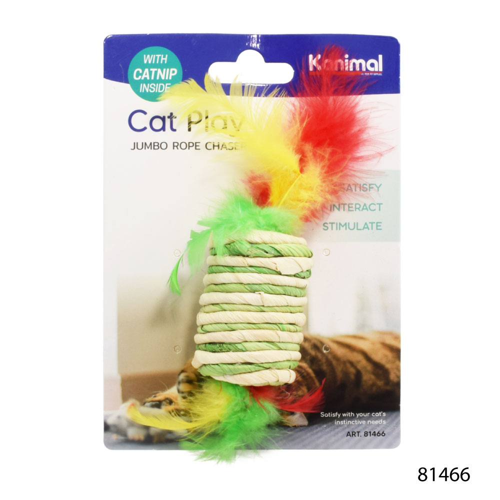 Kanimal Cat Toy ของเล่นแมว เชือกพันขนนก ช่วยขัดฟัน สำหรับแมวทุกสายพันธุ์ ขนาด 20x5 ซม.