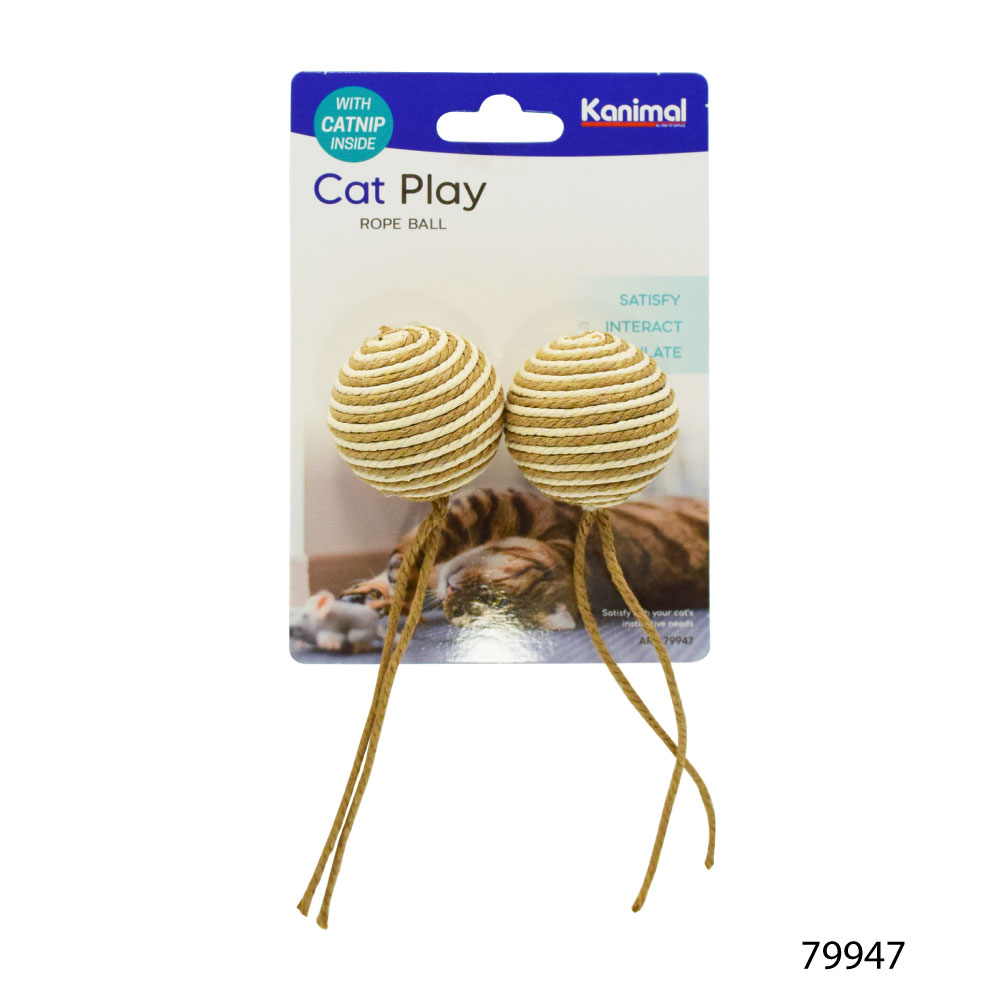 Kanimal Cat Toy ของเล่นแมว ลูกบอลพันเชือก ช่วยขัดฟัน เล่นสนุก สำหรับแมว ขนาด 4.5 ซม. (2 ลูก/แพ็ค)