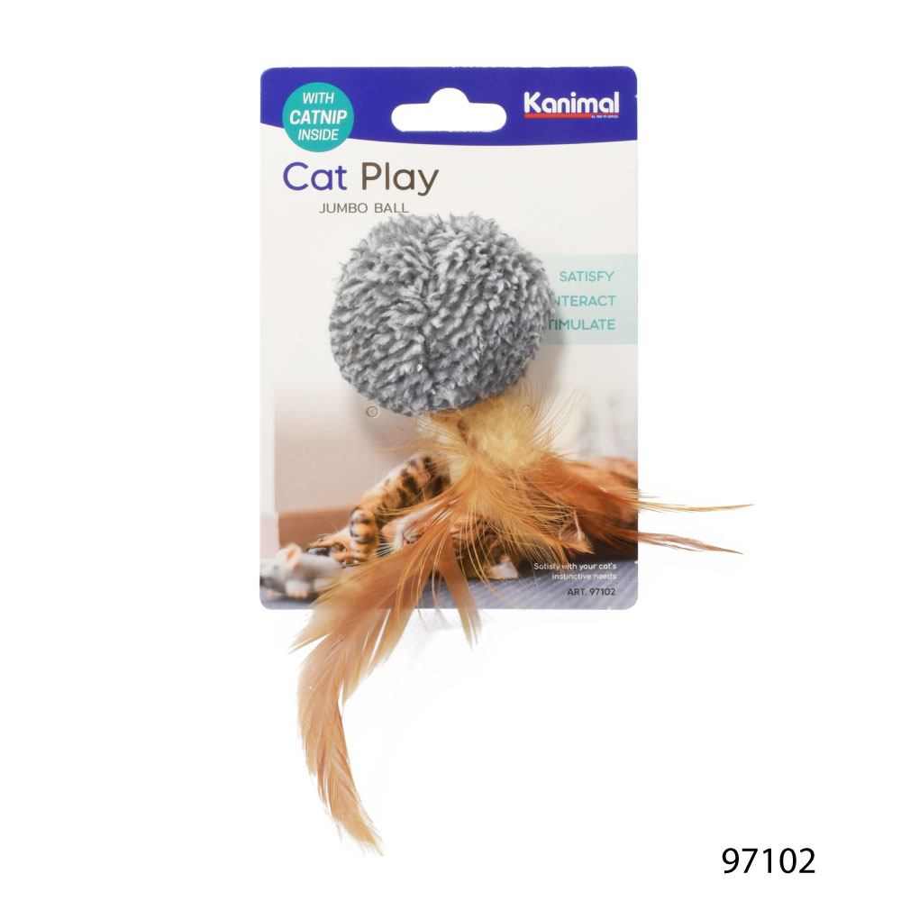 Cat Toy ของเล่นแมว ลูกบอลจัมโบ้พันขน ไล่จับ สำหรับแมวทุกสายพันธุ์ ขนาด 13x6 ซม.