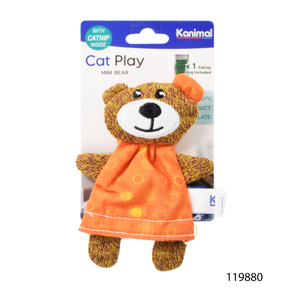 Kanimal Cat Toy ของเล่นแมว ของเล่นตุ๊กตา Mini Bear ยัดไส้ Catnip กัญชาแมว สำหรับแมวทุกสายพันธุ์ ขนาด 7.5x13.5 ซม.