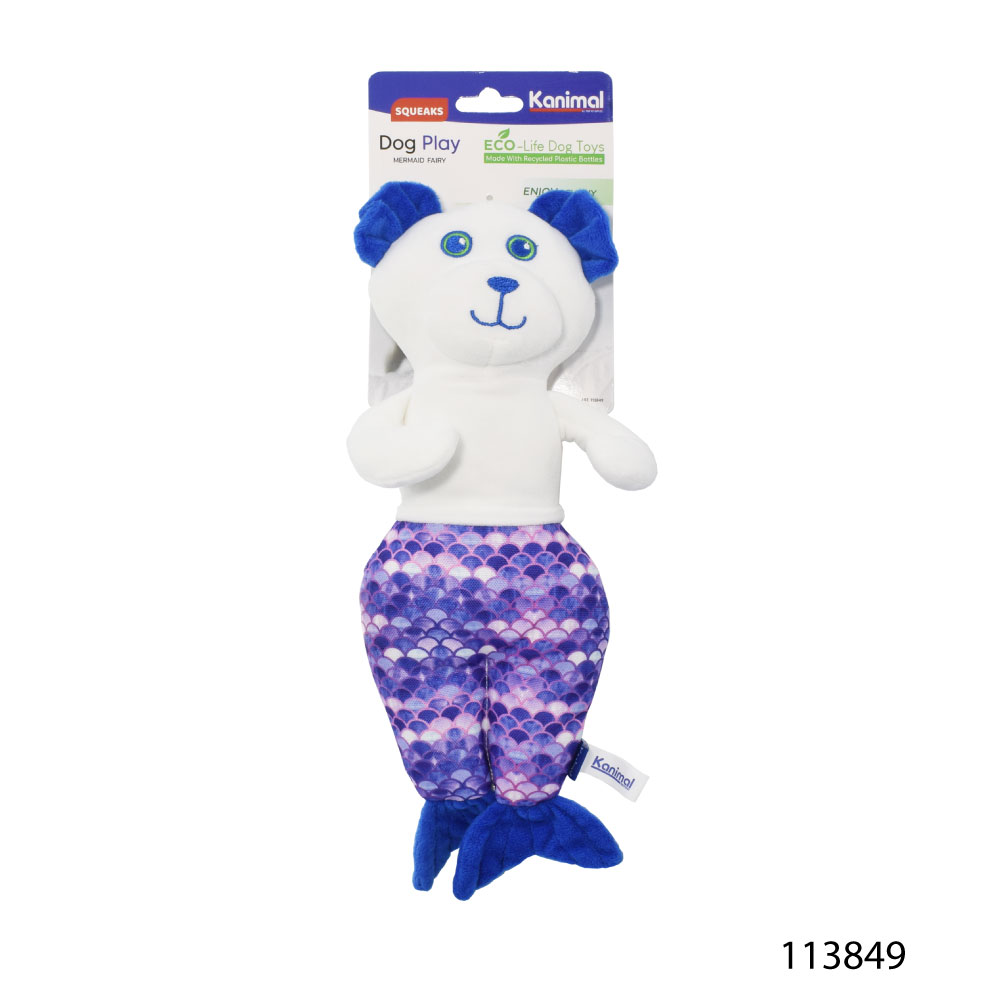 Kanimal Dog Toy ของเล่นสุนัข ของเล่นตุ๊กตาผ้า รุ่น Mermaid Fairy นางเงือก บีบมีเสียง สำหรับสุนัขทุกสายพันธุ์ Size XL ขนาด 16.5x35.5 ซม.