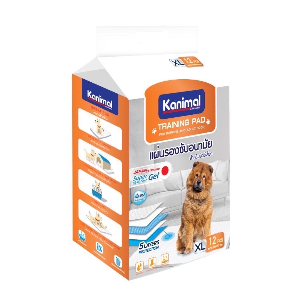 Kanimal Pad แผ่นรองฉี่สุนัข แผ่นรองซับ สำหรับสุนัข Size XL ขนาด 90x90 ซม. (12 แผ่น/ แพ็ค)