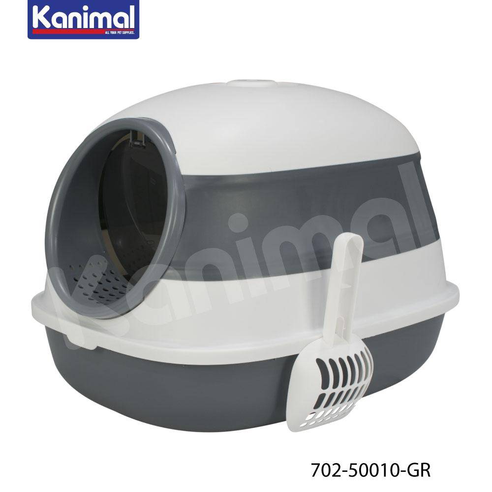 Kanimal Cat Litter Box ห้องน้ำแมว กระบะทรายทรงโดม รุ่น Luxury (พับได้) Size XL ขนาด 52x40x40 ซม. แถมฟรี! ที่ตักทราย (สีเทา)