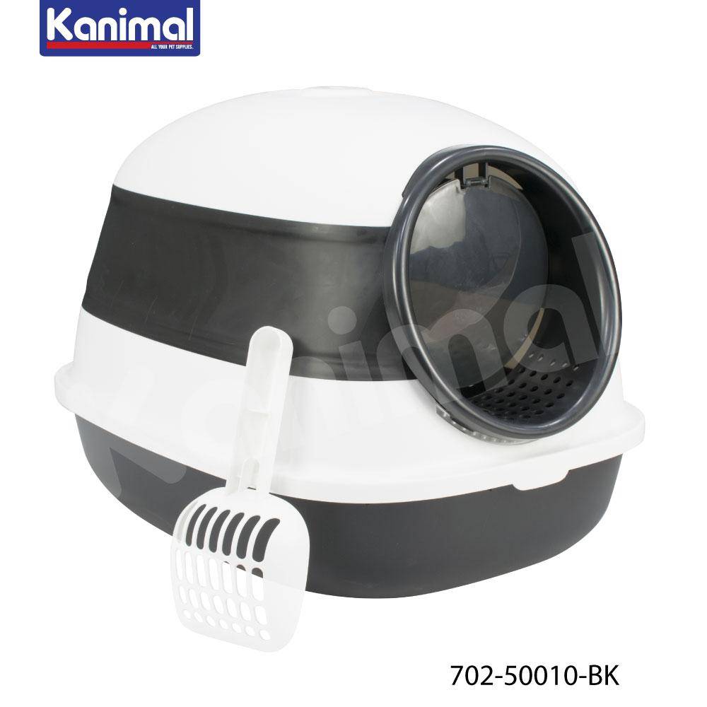 Kanimal Cat Litter Box ห้องน้ำแมว กระบะทรายทรงโดม รุ่น Luxury (พับได้) Size XL ขนาด 52x40x40 ซม. แถมฟรี! ที่ตักทราย (สีดำ)